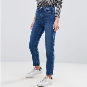 High waisted straight leg mom jeans